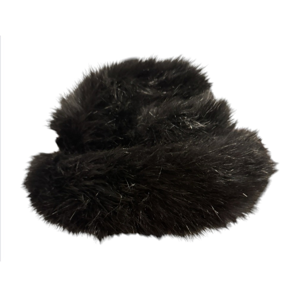 DILLARDS Black Faux Fur Cap Hat BUCKET RUSSIAN MOGUL Apres Ski Ushanka Cossack